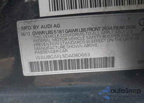 2013 Audi S4 3.0T Premium Plus from USA, damaged, VIN WAUBGAFL5DA080663